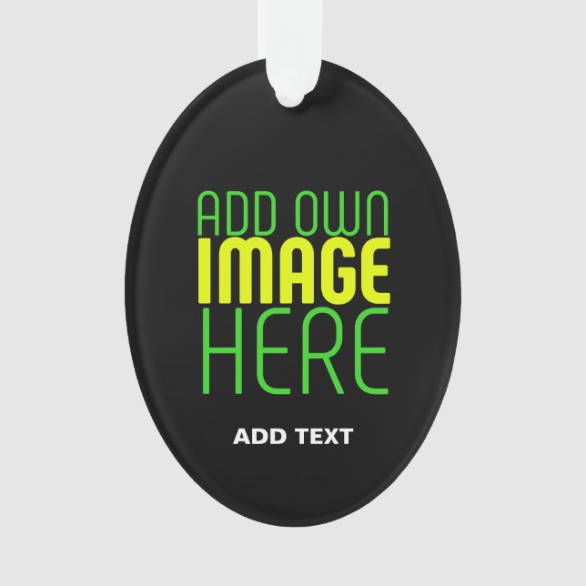 MODERN EDITABLE SIMPLE BLACK IMAGE TEXT TEMPLATE ORNAMENT (Front)