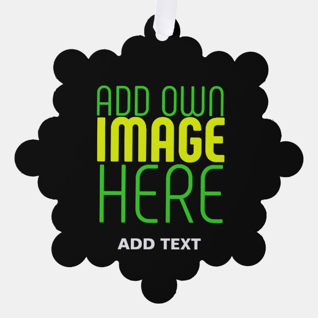 MODERN EDITABLE SIMPLE BLACK IMAGE TEXT TEMPLATE ORNAMENT CARD (Front)