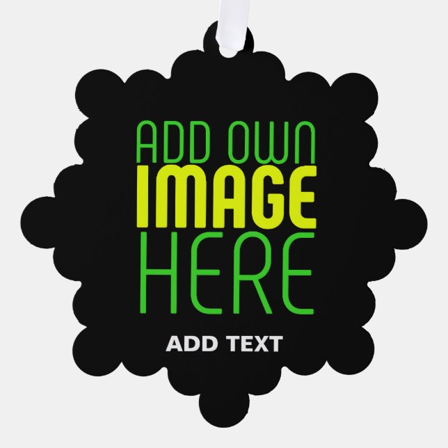 MODERN EDITABLE SIMPLE BLACK IMAGE TEXT TEMPLATE ORNAMENT CARD (Front)