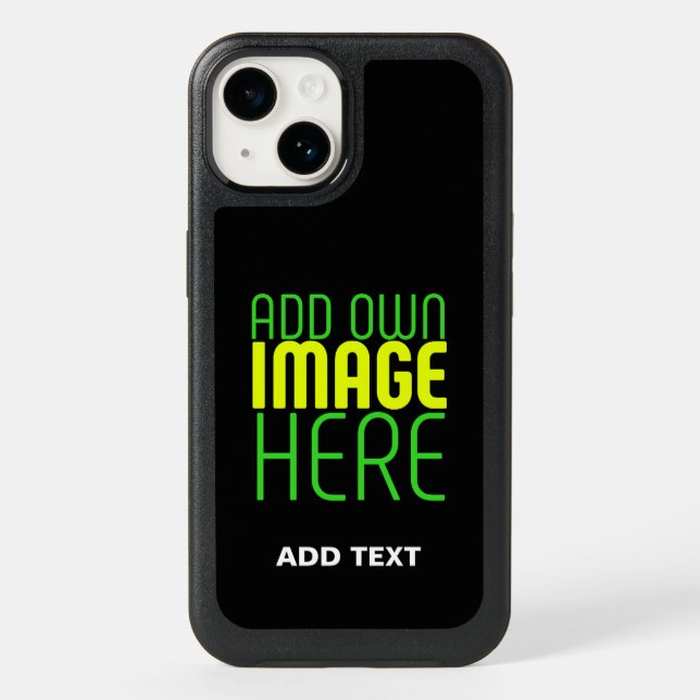 MODERN EDITABLE SIMPLE BLACK IMAGE TEXT TEMPLATE OTTERBOX iPhone CASE (Back)