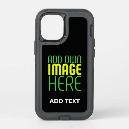 MODERN EDITABLE SIMPLE BLACK IMAGE TEXT TEMPLATE OtterBox DEFENDER iPhone 12 MINI CASE