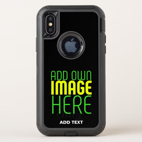 MODERN EDITABLE SIMPLE BLACK IMAGE TEXT TEMPLATE OtterBox DEFENDER iPhone X CASE