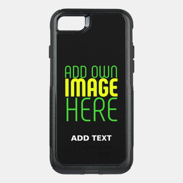 MODERN EDITABLE SIMPLE BLACK IMAGE TEXT TEMPLATE OTTERBOX iPhone CASE (Back)
