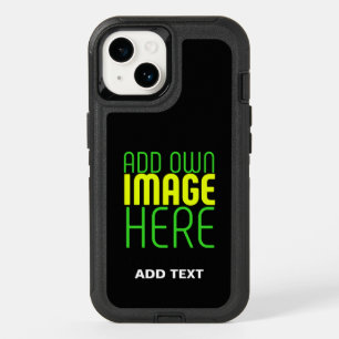MODERN EDITABLE SIMPLE BLACK IMAGE TEXT TEMPLATE OtterBox iPhone 14 CASE