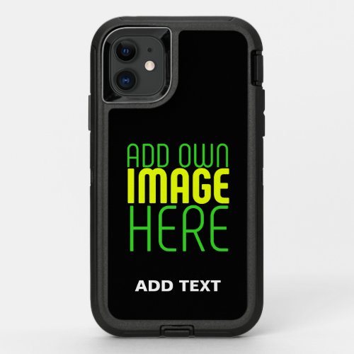 MODERN EDITABLE SIMPLE BLACK IMAGE TEXT TEMPLATE OtterBox DEFENDER iPhone 11 CASE