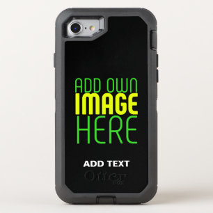 MODERN EDITABLE SIMPLE BLACK IMAGE TEXT TEMPLATE OtterBox DEFENDER iPhone SE/8/7 CASE