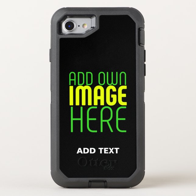MODERN EDITABLE SIMPLE BLACK IMAGE TEXT TEMPLATE OTTERBOX iPhone CASE (Back)