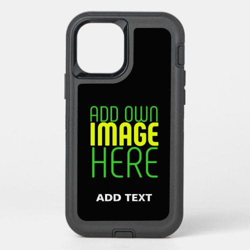 MODERN EDITABLE SIMPLE BLACK IMAGE TEXT TEMPLATE OtterBox DEFENDER iPhone 12 PRO CASE