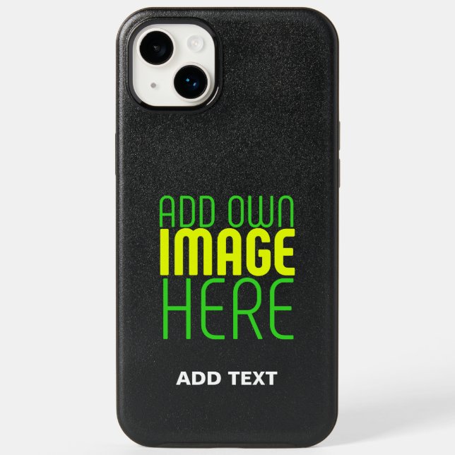 MODERN EDITABLE SIMPLE BLACK IMAGE TEXT TEMPLATE OTTERBOX iPhone CASE (Back)