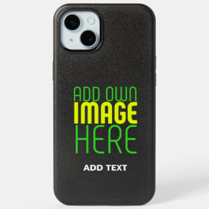 MODERN EDITABLE SIMPLE BLACK IMAGE TEXT TEMPLATE iPhone 15 PLUS CASE