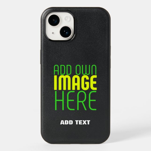 MODERN EDITABLE SIMPLE BLACK IMAGE TEXT TEMPLATE OTTERBOX iPhone CASE (Back)