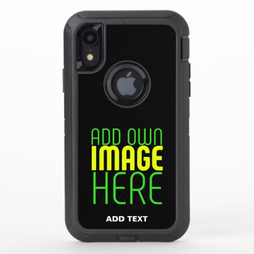 MODERN EDITABLE SIMPLE BLACK IMAGE TEXT TEMPLATE OtterBox DEFENDER iPhone XR CASE