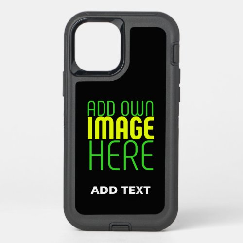MODERN EDITABLE SIMPLE BLACK IMAGE TEXT TEMPLATE OtterBox DEFENDER iPhone 12 CASE