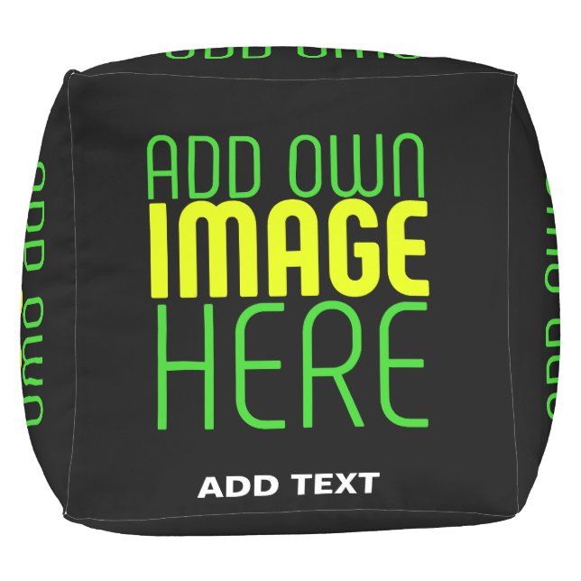 MODERN EDITABLE SIMPLE BLACK IMAGE TEXT TEMPLATE OUTDOOR POUF (Top)
