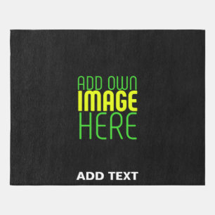 MODERN EDITABLE SIMPLE BLACK IMAGE TEXT TEMPLATE OUTDOOR RUG