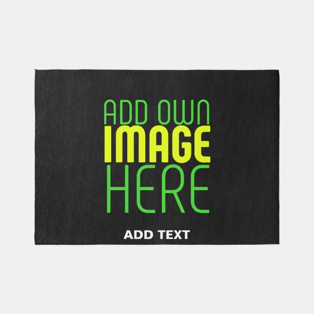 MODERN EDITABLE SIMPLE BLACK IMAGE TEXT TEMPLATE OUTDOOR RUG (Front)