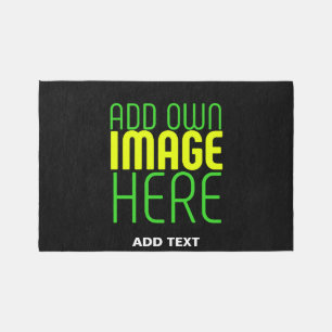 MODERN EDITABLE SIMPLE BLACK IMAGE TEXT TEMPLATE OUTDOOR RUG
