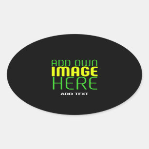 MODERN EDITABLE SIMPLE BLACK IMAGE TEXT TEMPLATE OVAL STICKER