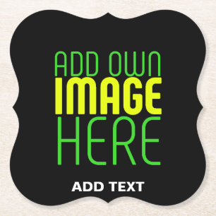 MODERN EDITABLE SIMPLE BLACK IMAGE TEXT TEMPLATE PAPER COASTER