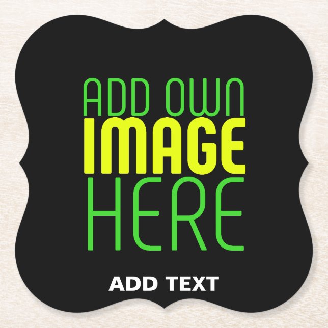 MODERN EDITABLE SIMPLE BLACK IMAGE TEXT TEMPLATE PAPER COASTER (Front)