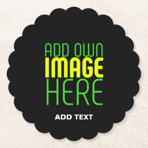 MODERN EDITABLE SIMPLE BLACK IMAGE TEXT TEMPLATE PAPER COASTER