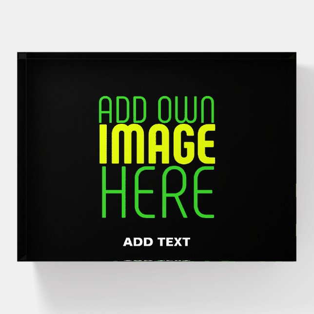 MODERN EDITABLE SIMPLE BLACK IMAGE TEXT TEMPLATE PAPERWEIGHT (Front)