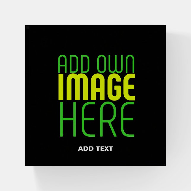 MODERN EDITABLE SIMPLE BLACK IMAGE TEXT TEMPLATE PAPERWEIGHT (Front)