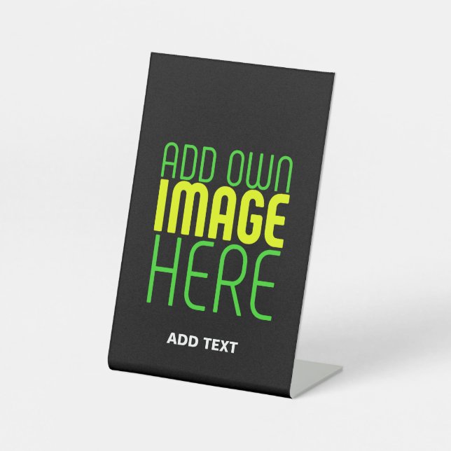 MODERN EDITABLE SIMPLE BLACK IMAGE TEXT TEMPLATE PEDESTAL SIGN (Front)