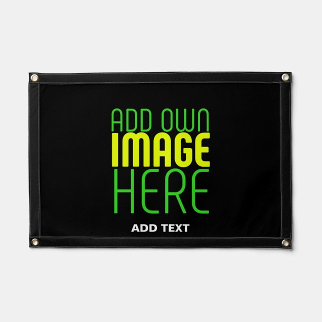MODERN EDITABLE SIMPLE BLACK IMAGE TEXT TEMPLATE PENNANT (Front)