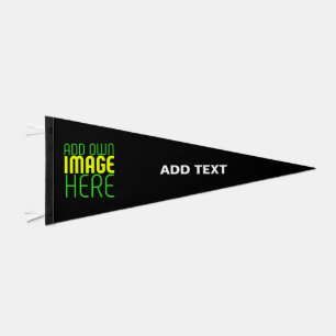 MODERN EDITABLE SIMPLE BLACK IMAGE TEXT TEMPLATE PENNANT FLAG