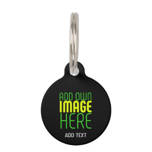 MODERN EDITABLE SIMPLE BLACK IMAGE TEXT TEMPLATE PET ID TAG