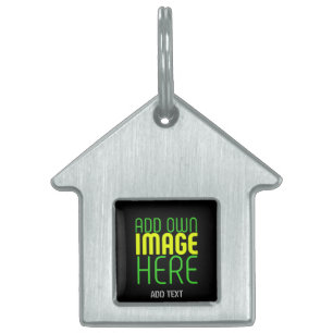 MODERN EDITABLE SIMPLE BLACK IMAGE TEXT TEMPLATE PET ID TAG