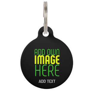 MODERN EDITABLE SIMPLE BLACK IMAGE TEXT TEMPLATE PET ID TAG