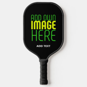 MODERN EDITABLE SIMPLE BLACK IMAGE TEXT TEMPLATE PICKLEBALL PADDLE