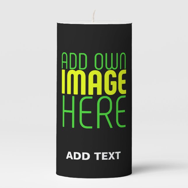 MODERN EDITABLE SIMPLE BLACK IMAGE TEXT TEMPLATE PILLAR CANDLE (Front)