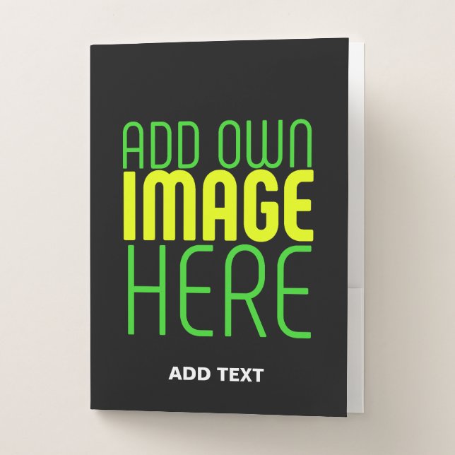 MODERN EDITABLE SIMPLE BLACK IMAGE TEXT TEMPLATE POCKET FOLDER (Front)