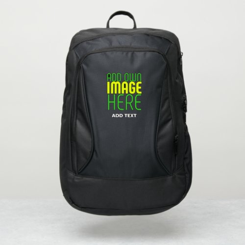 MODERN EDITABLE SIMPLE BLACK IMAGE TEXT TEMPLATE PORT AUTHORITY BACKPACK
