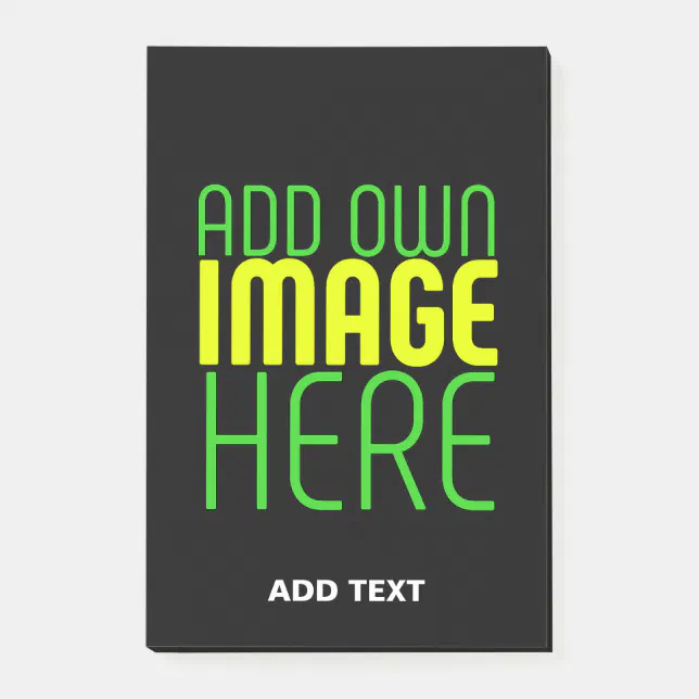 MODERN EDITABLE SIMPLE BLACK IMAGE TEXT TEMPLATE POST-IT NOTES | Zazzle