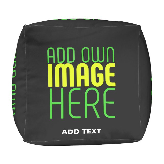 MODERN EDITABLE SIMPLE BLACK IMAGE TEXT TEMPLATE POUF (Top)