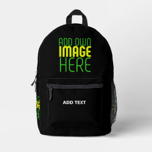 MODERN EDITABLE SIMPLE BLACK IMAGE TEXT TEMPLATE PRINTED BACKPACK