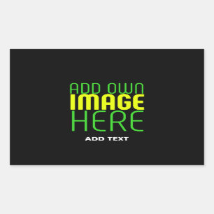 MODERN EDITABLE SIMPLE BLACK IMAGE TEXT TEMPLATE RECTANGULAR STICKER