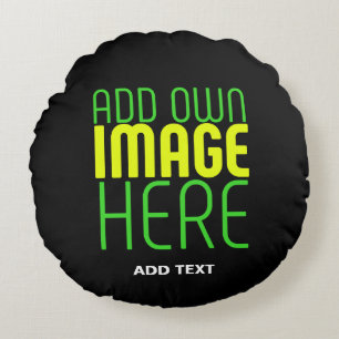 MODERN EDITABLE SIMPLE BLACK IMAGE TEXT TEMPLATE ROUND PILLOW