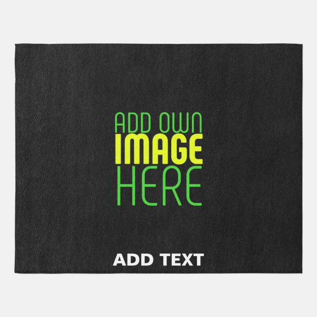 MODERN EDITABLE SIMPLE BLACK IMAGE TEXT TEMPLATE RUG (Front)