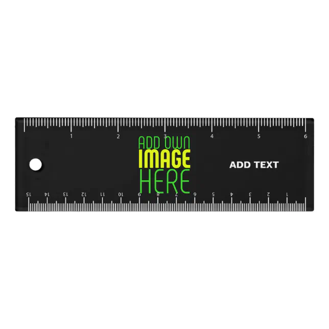Textsoft Ruler Designs MODERN EDITABLE SIMPLE BLACK IMAGE TEXT TEMPLATE RULER | Zazzle
