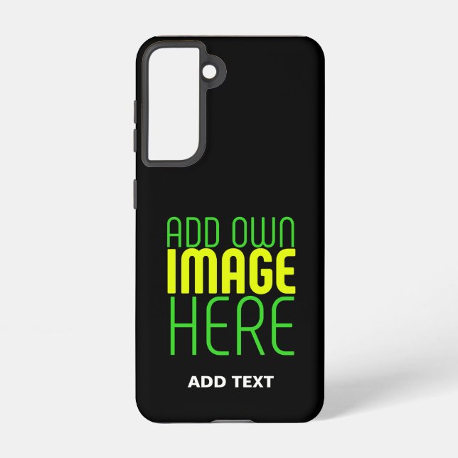 MODERN EDITABLE SIMPLE BLACK IMAGE TEXT TEMPLATE SAMSUNG GALAXY CASE (Back)