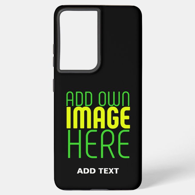 MODERN EDITABLE SIMPLE BLACK IMAGE TEXT TEMPLATE SAMSUNG GALAXY CASE (Back)