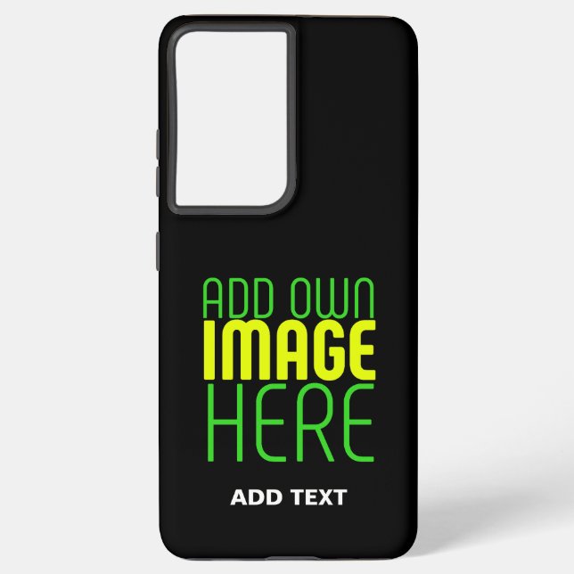 MODERN EDITABLE SIMPLE BLACK IMAGE TEXT TEMPLATE SAMSUNG GALAXY CASE (Back)