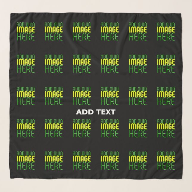 MODERN EDITABLE SIMPLE BLACK IMAGE TEXT TEMPLATE SCARF (Front)