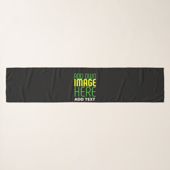 MODERN EDITABLE SIMPLE BLACK IMAGE TEXT TEMPLATE SCARF (Front (Horizontal))