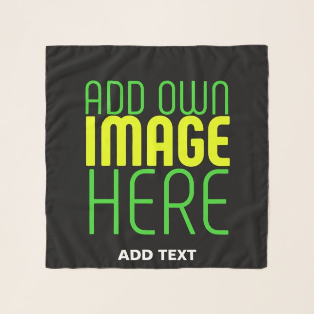 MODERN EDITABLE SIMPLE BLACK IMAGE TEXT TEMPLATE SCARF (Front)